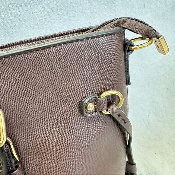 Montana West brown coated leather‎ large tote bag gold hardware - Picture 4 of 16